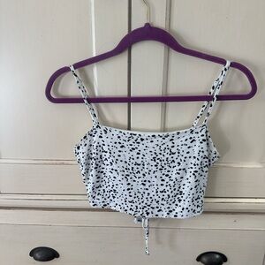 Kendall & Kylie Black and White Spotted Crop Top